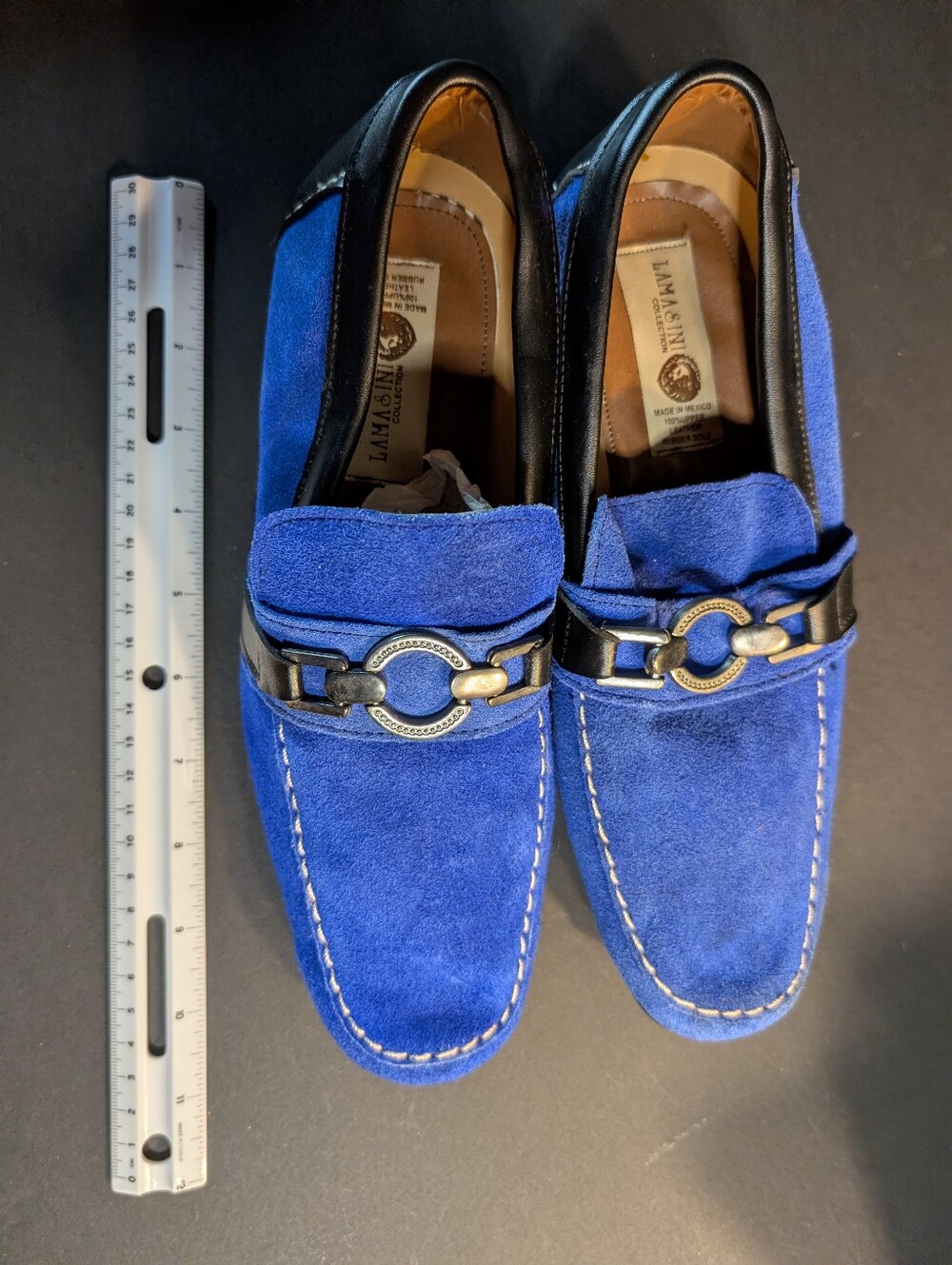 Lamasini Royal Blue Suede Loafers Bit Detail Men’s 7.5 (Mex 25.5)